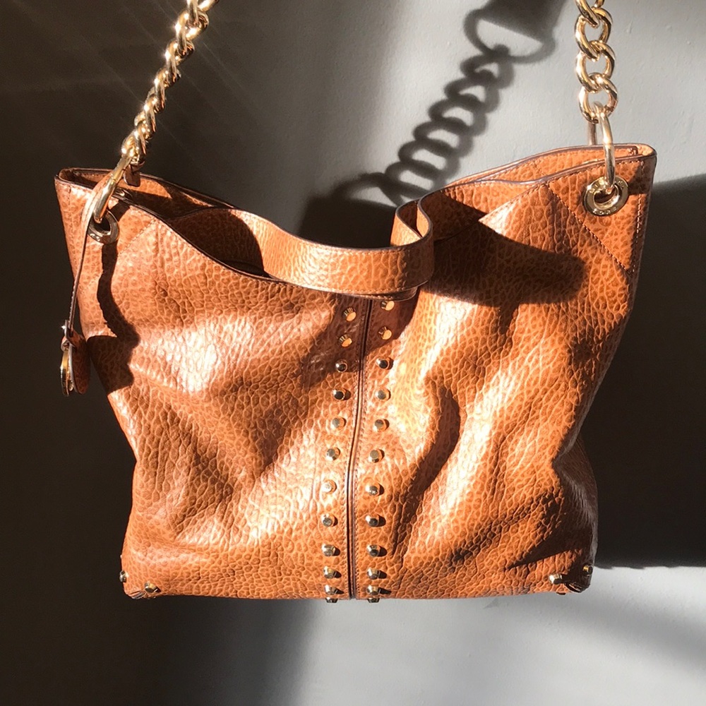 Michael Kors Brown and Gold Shoulder Studded Bag